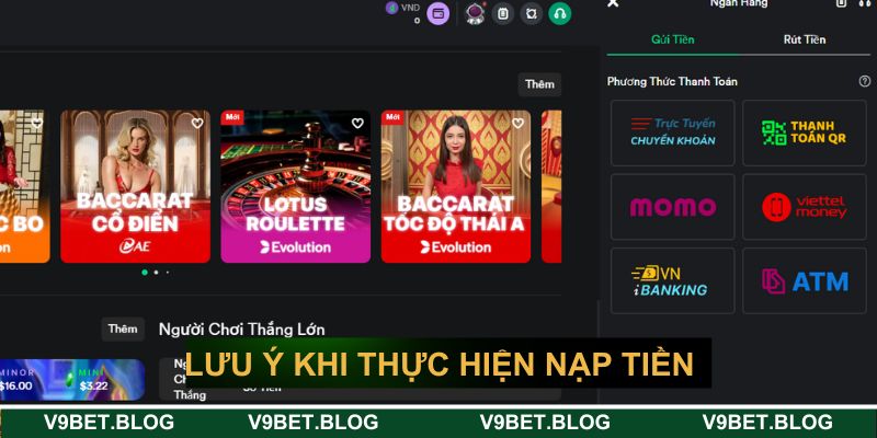 Tổng hợp các lưu ý khi thực hiện nạp tiền V9bet Tổng hợp các lưu ý khi thực hiện nạp tiền V9bet