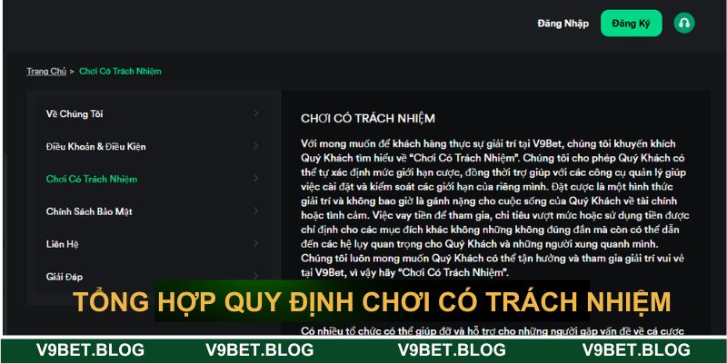 Tổng hợp các quy định cá cược có trách nhiệm Tổng hợp các quy định cá cược có trách nhiệm
